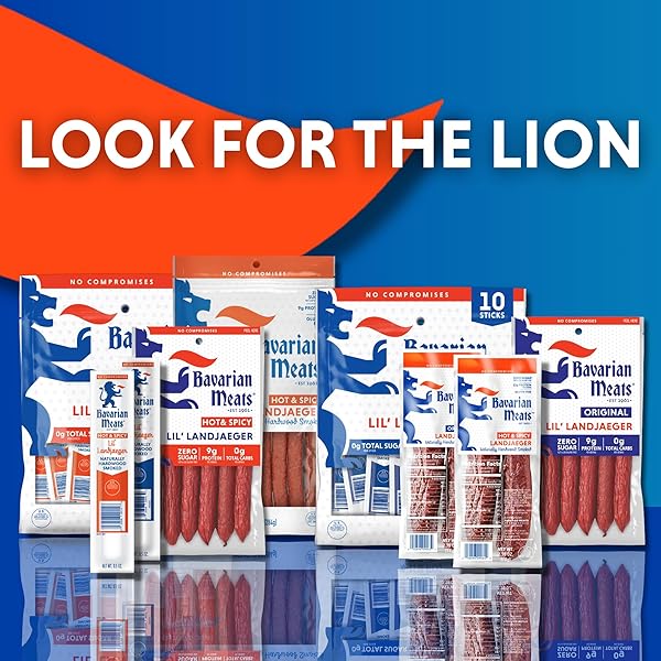 BAVARIAN MEATS LIL’ LANDJAEGER MEAT STICKS, SMOKED SAUSAGE PROTEIN SNACKS, ZERO SUGAR, GREAT SOURCE OF PROTEIN, GLUTEN FREE, KETO FRIENDLY LOW CARB SNACK, 10 OUNCE