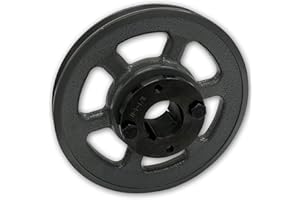 PRO-EDGE INDUSTRIAL PNEUMATICS AND CONTROLS Single Groove 6.25" Cast Iron Electric Motor " H " Pulley/Sheave, Bushing Included, for 3/8" and 1/2" Top Width 3L/A/AK/4L/4LK Section V Belt, 1 Groove (1-1/8" Shaft / 1.125 Bore, AK64H)