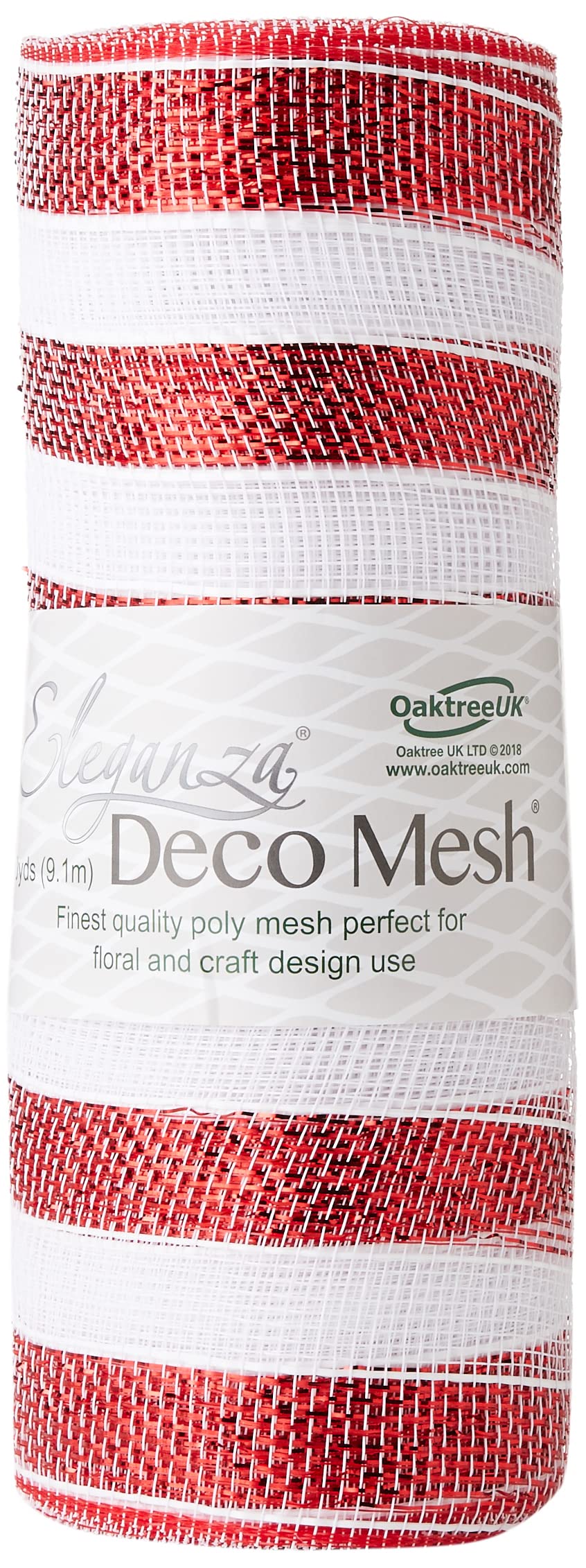 25cm Red & White Stripe Deco Mesh