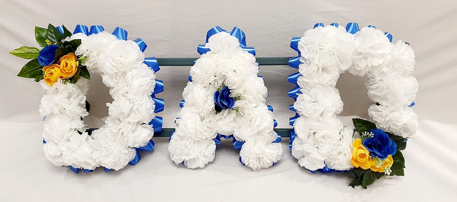 DAD Artificial Silk Funeral Flower Tribute Letters Wreath Memorial
