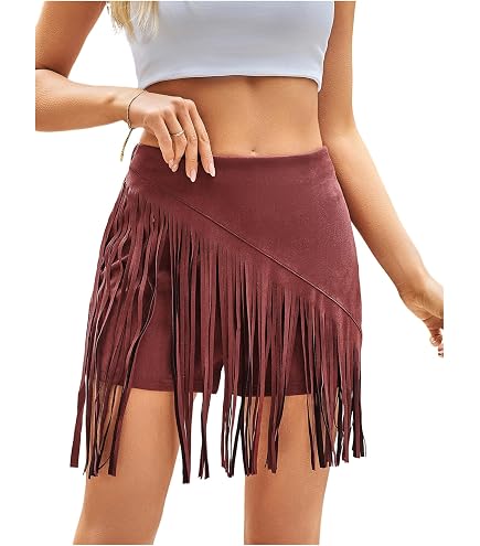 Idyllwind Women's Women'S Irene Fringe Faux Leather Skirt Black at