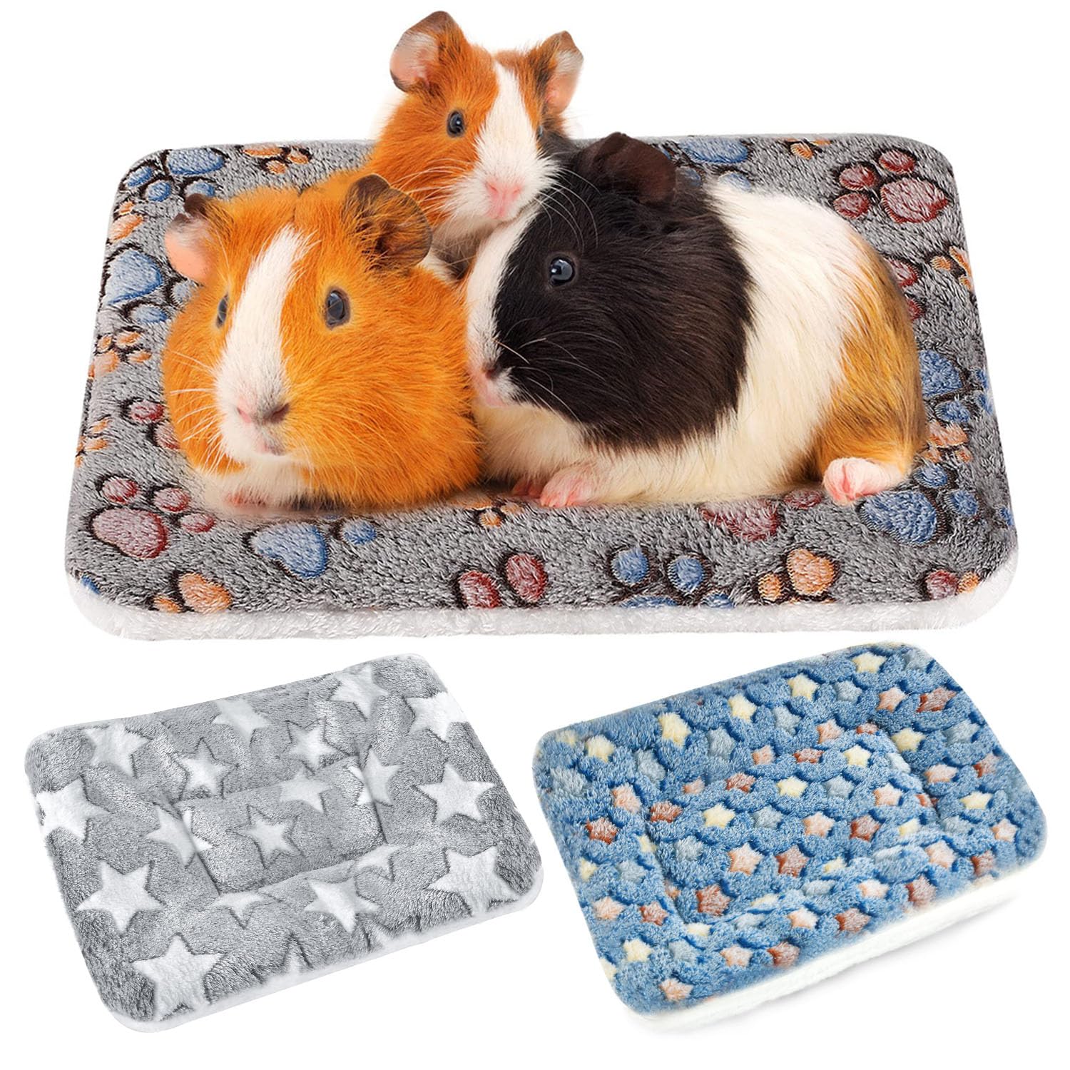 Photo 1 of Linwnil Pack of 3 Ultra Soft Dog Cat Bed Mats with Cute Prints - Reversible Fleece - Thickened Hamster Guinea Pig Bed - Pet Bed Mat for Small Animals (12.6 x 9.8 Inches)