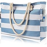 Beach Bags for Women - Large Beach Bags with Zipper Waterproof Sandproof Swim Pool Bag Large Tote