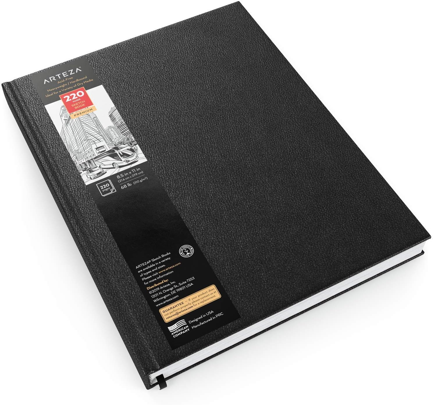 Arteza 8.5x11" Hardbound Sketchbook, Heavyweight Hard Cover Sketch Journals, 110