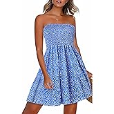 CHICGAL Summer Dresses for Women Beach Cover Ups Strapless Boho Floral Print Sundress