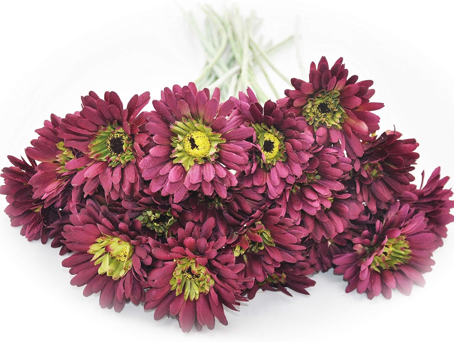 cn-Knight Artificial Flower 12pcs 22'' Long Stem Silk Daisy Faux Mums Flower Chrysanth Gerbera for Wedding Bridal Bouquet Bridesmaid Home Decor Office Baby Shower Prom Centerpiece(Magenta)