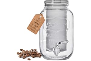 2-Gallon Cold Brew Coffee Maker – Commercial Size Extra Large Glass Dispenser with Metal Spigot, Reusable Metal Filter & Airtight Lid – Big Batch Brewing by KitchenToolz