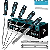 LIBRATON Chainsaw File Set, 5/32", 3/16", 7/32" Chainsaw Sharpener Files, Round Saw Chain File, 6" Flat File, Depth Gauge, Fi