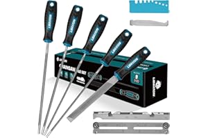 LIBRATON Chainsaw File Set, 5/32", 3/16", 7/32" Chainsaw Sharpener Files, Round Saw Chain File, 6" Flat File, Depth Gauge, Fi