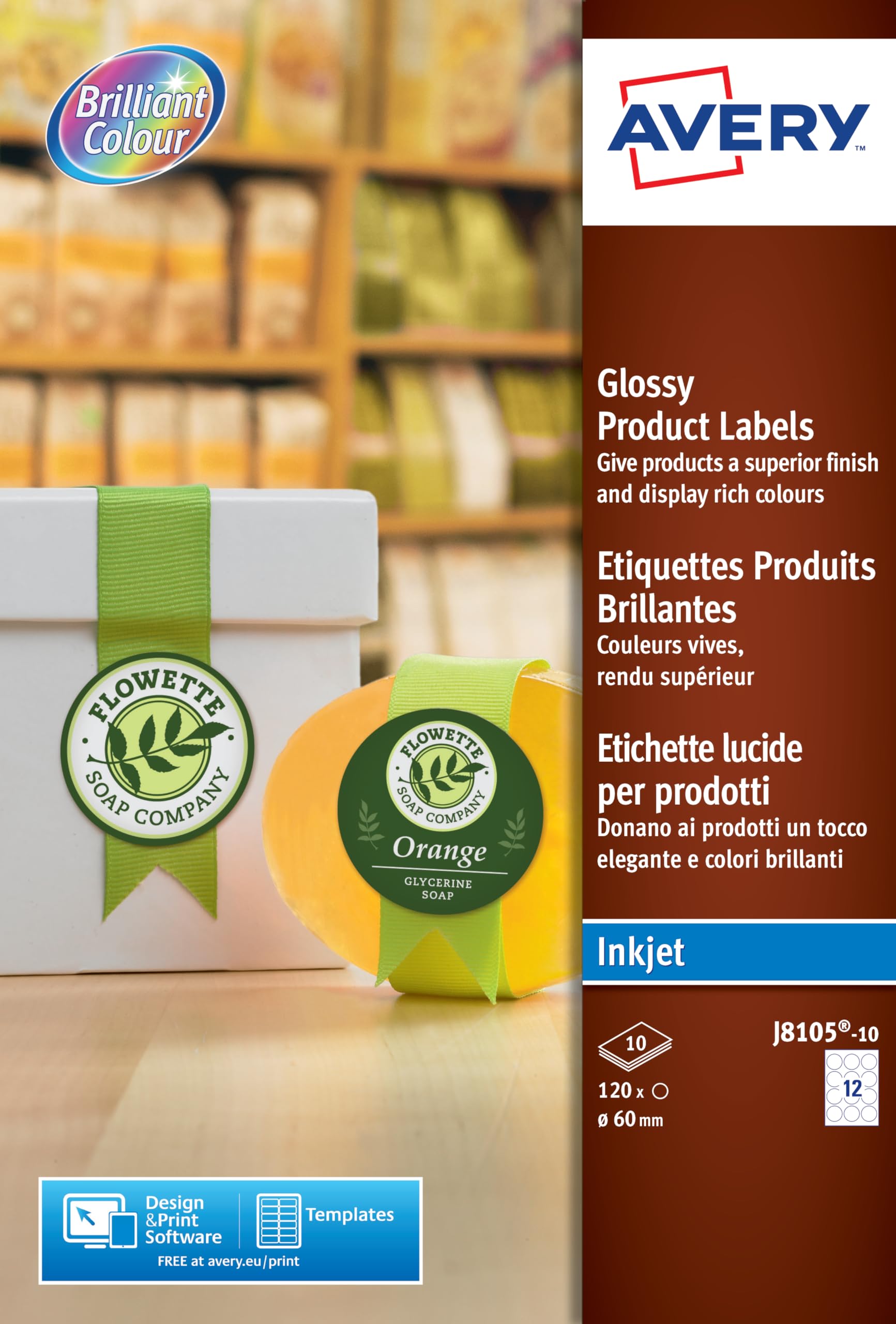 Glossy Product Labels, round, Ø 60 mm Ref J8105-10 [120 labels]