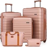 Cosbarn Luggage Sets 5 Piece, Hardshell Suitcases with Wheels, TSA Lock | Carry On Luggage Sets 20/24/28 Inch Sizes, ABS Hard Shell, Lightweight Suitcase Set With Spinner Wheels And 2 Bags.