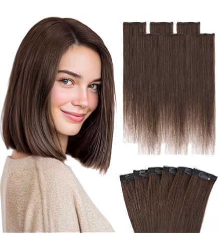 Amazon.com : 2 Pcs Short Hair Extensions, Real Hair Clip in  display picture 2