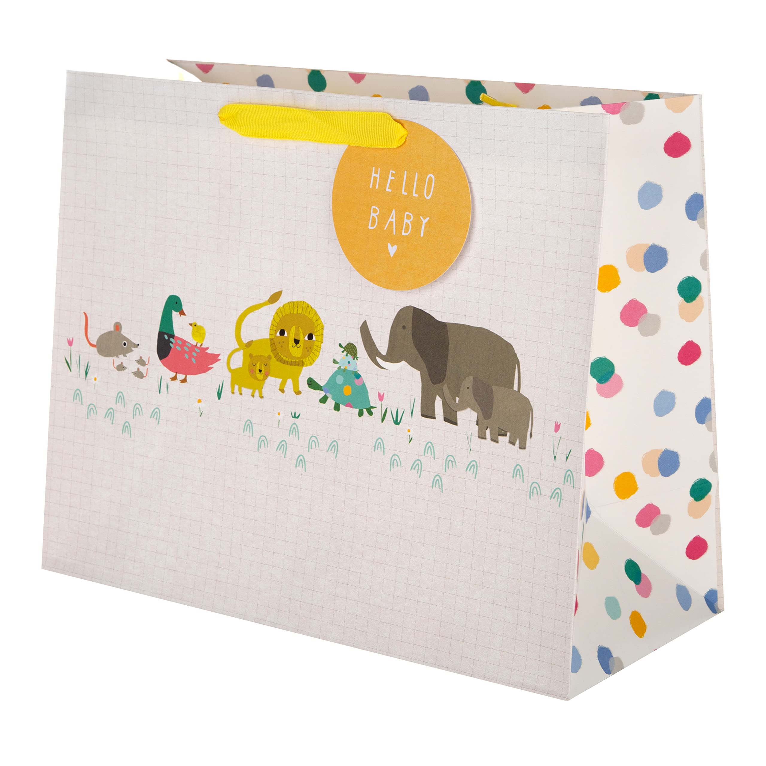 Hallmark New Baby Large Gift Bag for Boy & Girl, Safari Design with Gift Tag