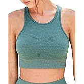 ROAD TO RESHAPE Women’s High Neck Racerback Sports Bra, Medium Support Padded Workout Top for Yoga Gym Workout
