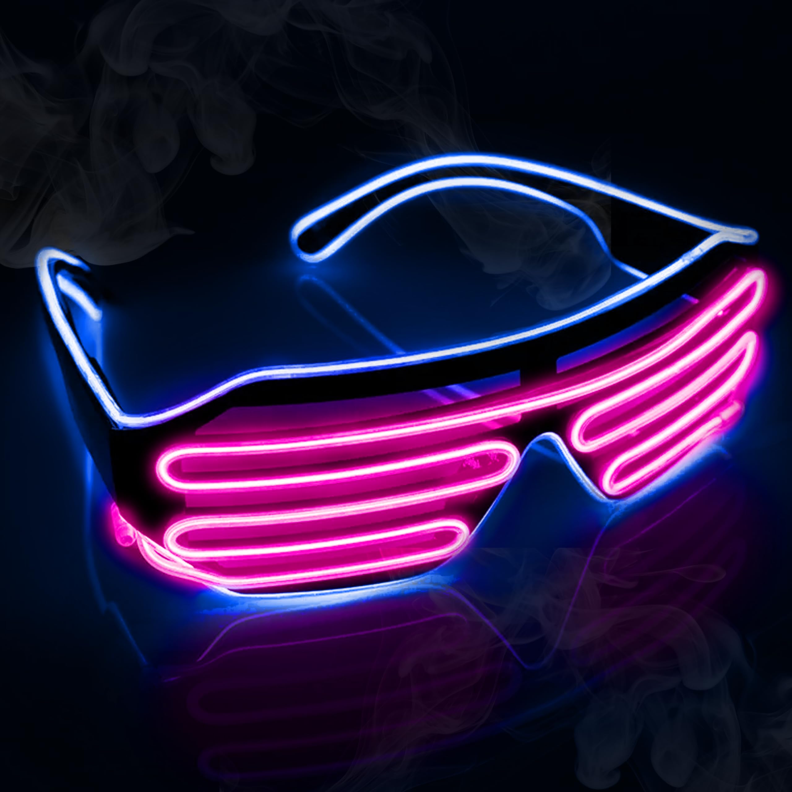lumous rola 1PCS Glasses Light up El Wire Rave Shutter Glasses, Glow In Dark Flashing Sunglasses, Luminous Glasses For Parties, Halloween RB01 PATENTED