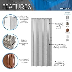 36" W Premium Foldable Accordion Doors, Double