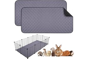 Aitmexcn 2PCS Guinea Pig Cage Liners, Washable Guinea Pig Pee Pads, Super Absorbent Non Slip Reusable Guinea Pig Bedding for Small Animals Rabbit Hamster Rat-24‘’*47‘’