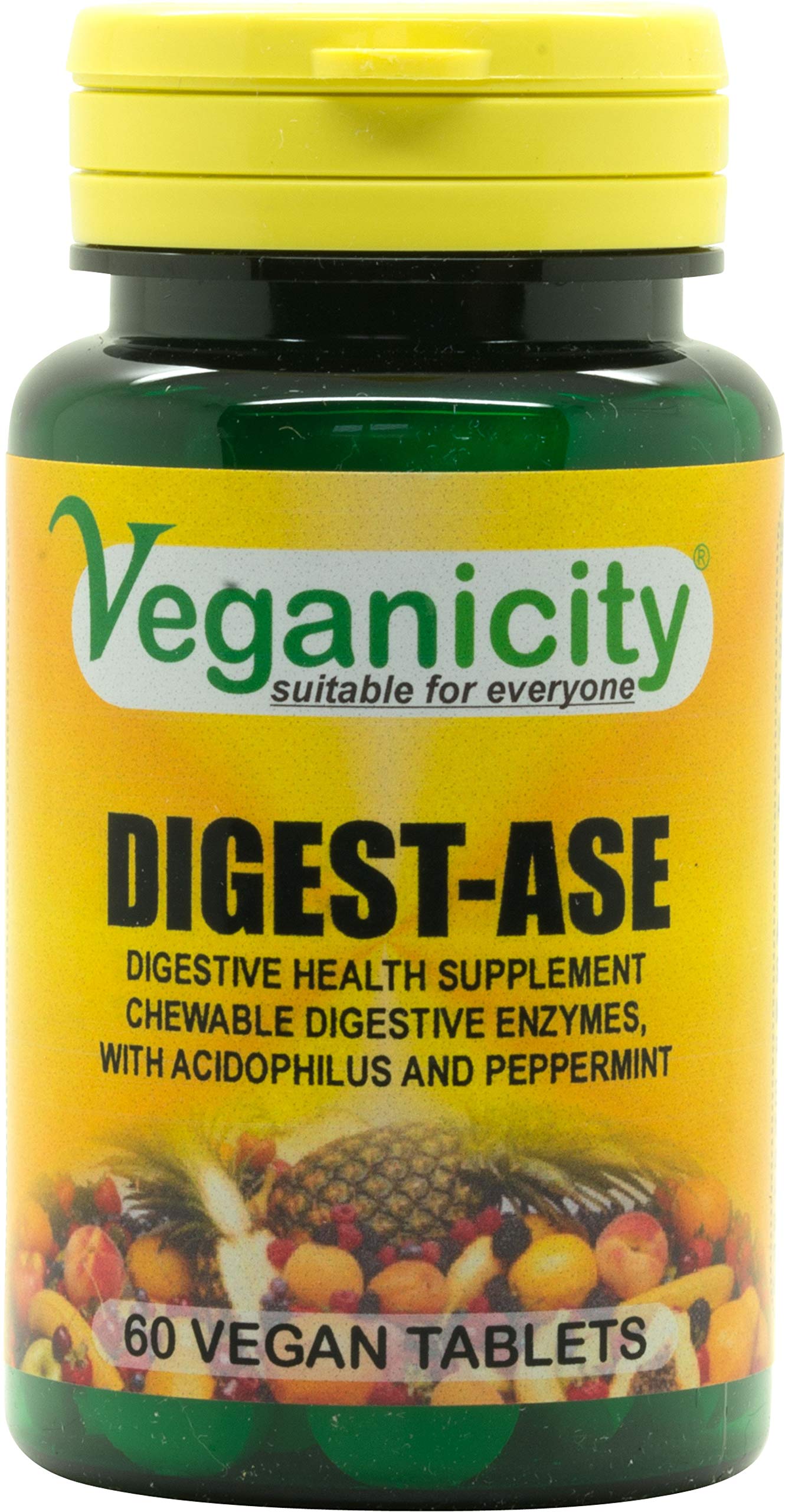 Veganicity Digest-Ase : Digestive Health Supplement : 60 Tablets, in a Planet-Friendly 99% Recycled Pot