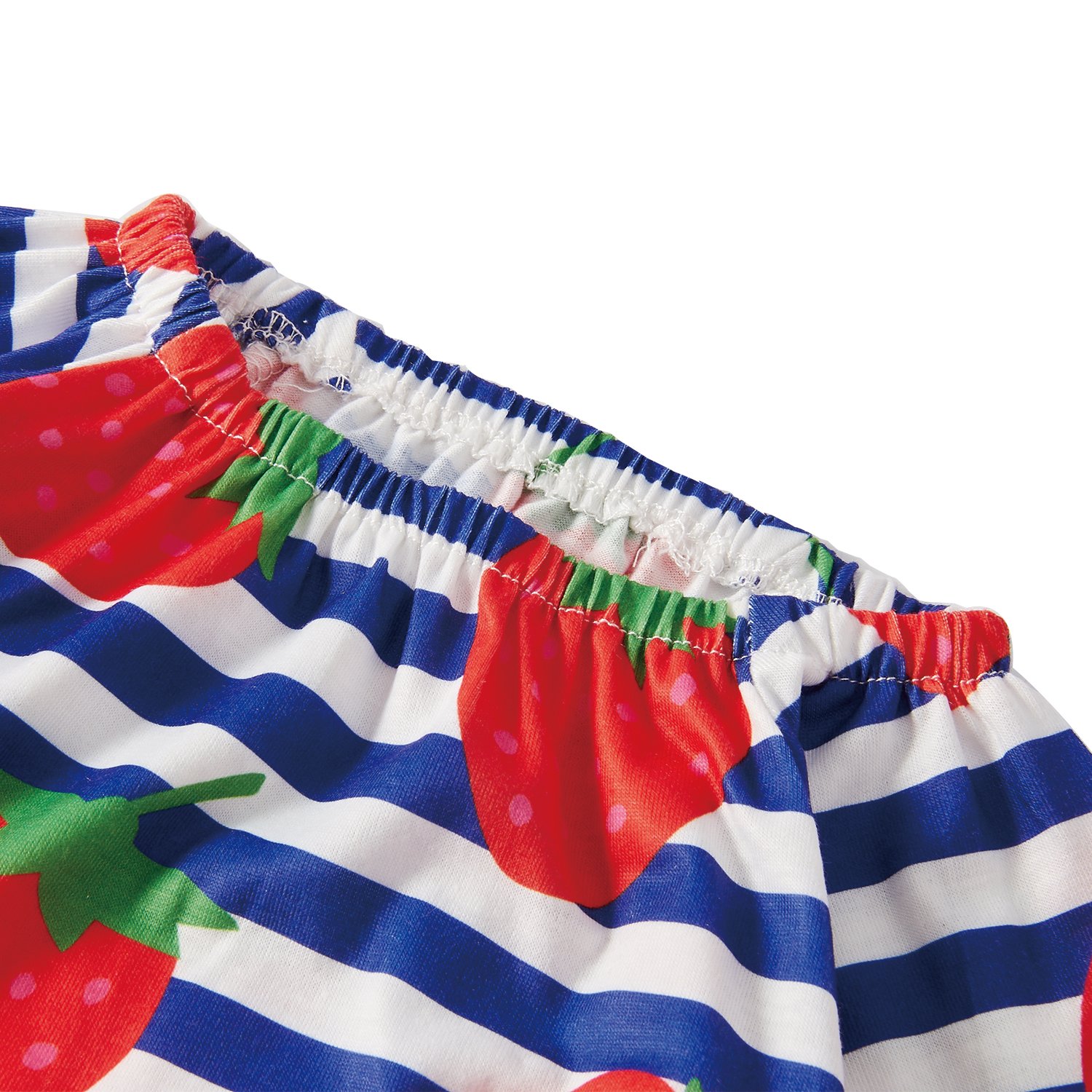 Leapparel Vintage Jumpsuit Long Sleeve Boy Summer Outfit Baby Girl Whlte and Blue Stripe Dress Button Tops, Strawberry, 6-12 Months/Size 80