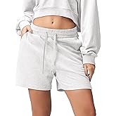 ODODOS Women's Sweat Shorts 5" Cotton French Terry High Waist Workout Casual Lounge Shorts with Pockets