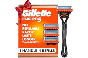 Gillette Fusion5 Razors for Men, 1 Razor, 4 Blade Refills, Lubrastrip for a More Comfortable Shave