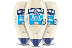 Hellmann's Light Mayonnaise Pack of 3 Light Mayo Squeeze Bottle For a Creamy Condiment for Sandwiches and Simple Meals Made With 100% Cage-Free Eggs 20 oz
