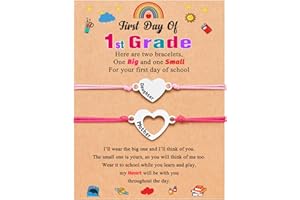UNGENT THEM Matching Heart Mother Daughter Bracelets Back to School Bracelet Mommy and Me First Day of School Bracelet for Daughter Girls