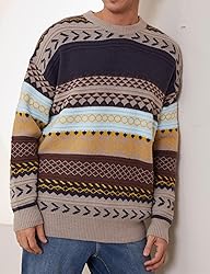 Flygo Men's Vintage Grandpa Sweater Crewneck