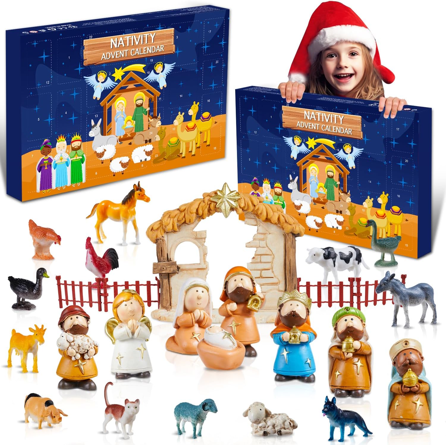 Advent Calendars - Nativity Advent Calendar 2023 Kids, 24 Day Nativity Figurines Christian Advent Calendar Religious Coundown Gifts for Boys Girls Teens Toddler