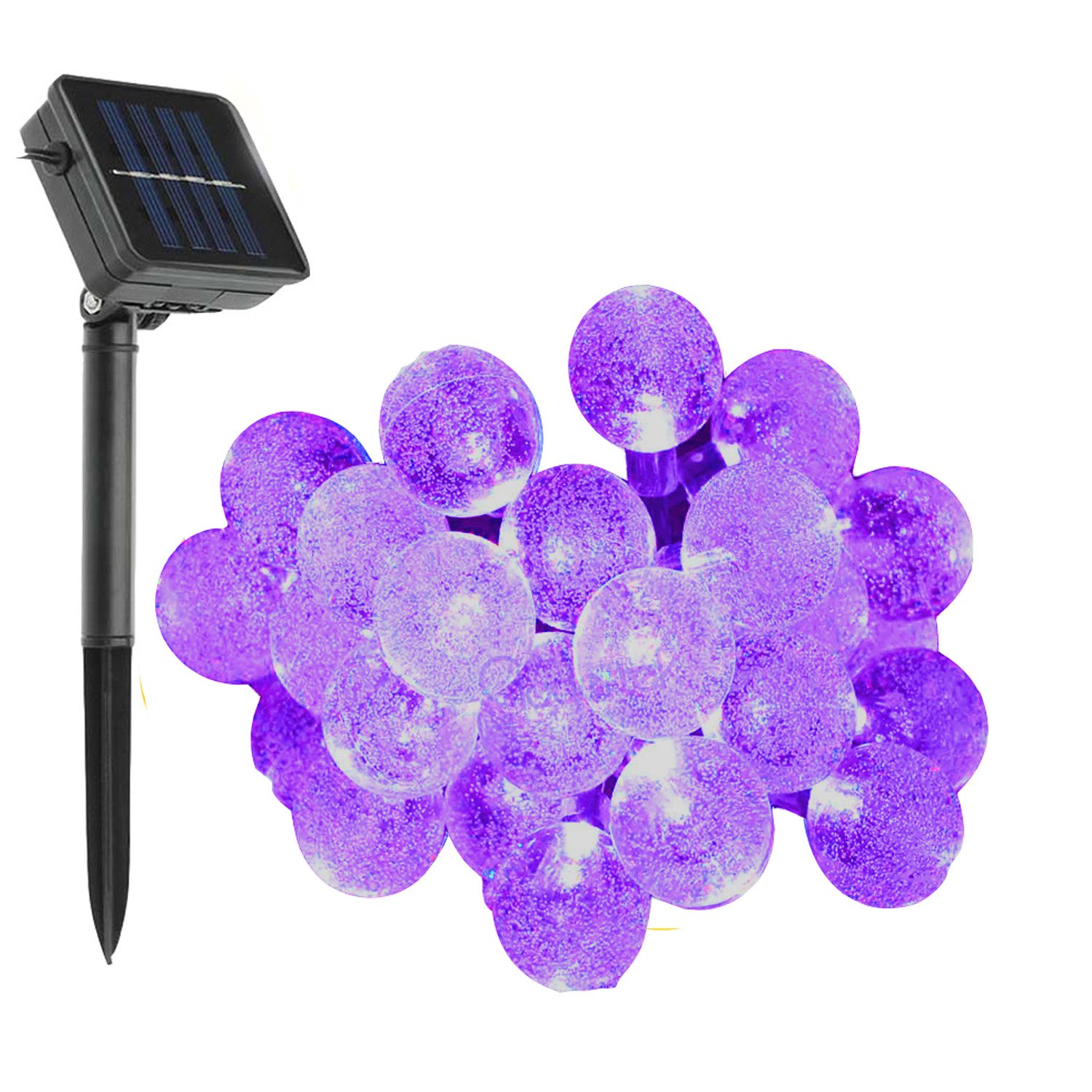 KEEDA Solar Powered Ball String Lights, 20ft 30 LED Waterproof Globe Fairy Lights for Outdoor, Yard, Garden, Patio, Wedding, Christmas, Party (Purple)