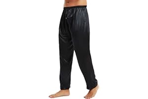 Lonxu Mens Satin Pyjamas Pants Sleep Bottoms Lounge Pants S~4XL