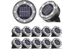 vighep Mini Solar Ground Lights, 12 Pack Solar Lights Outdoor Waterproof, Upgraded LED Flat Landscape Lighting for Outside Pathway Garden Patio Yard Driveway,Cold White