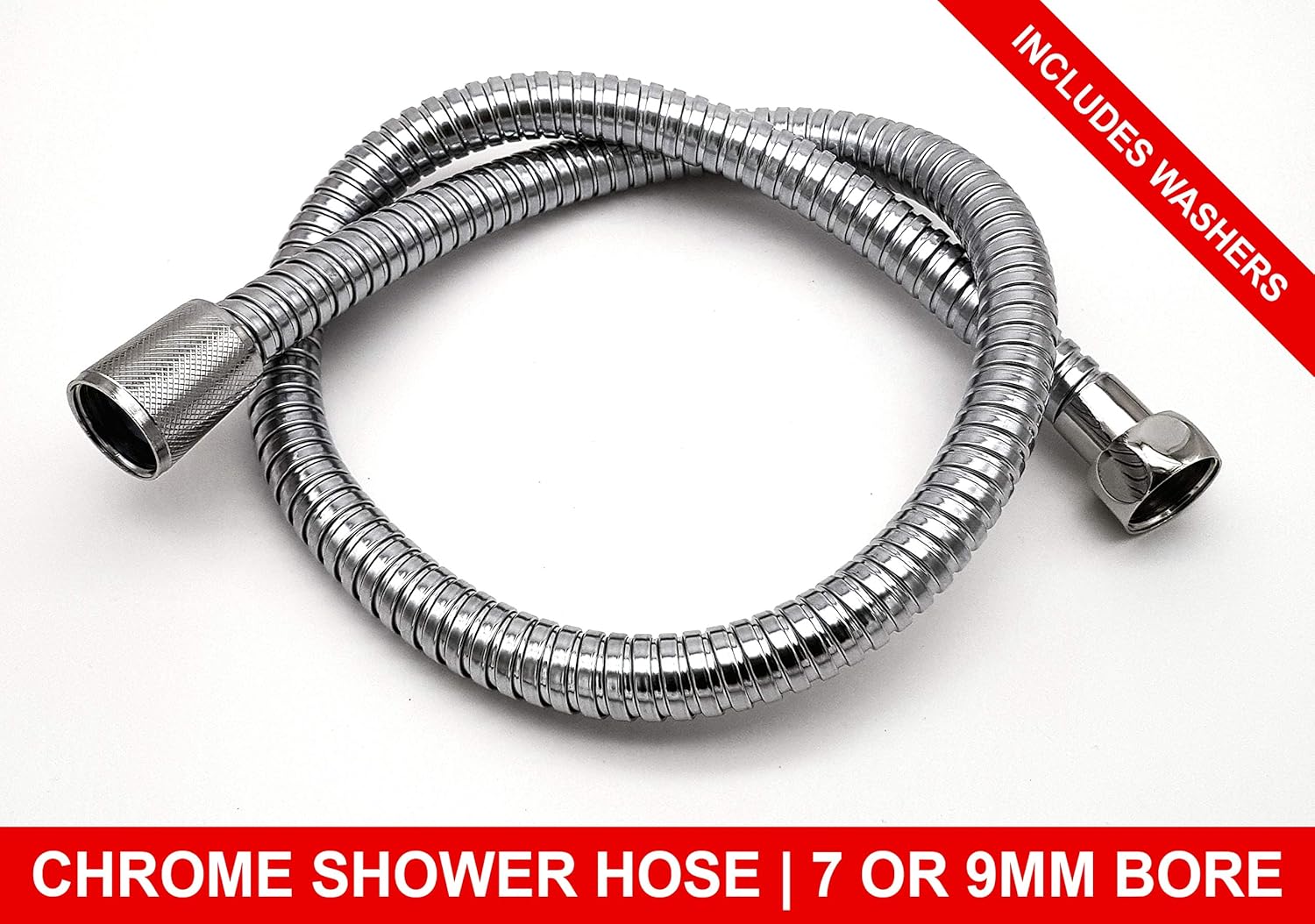 Short Chrome Shower Hose 0.75M (75cm) 8mm or 11mm Bore Suitable
