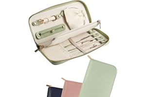 FEMIECHO Travel Jewelry Organizer Case - for Tangle-Free Necklaces, Earrings, Rings, Bracelets Storage, Travel Essentials, Fa