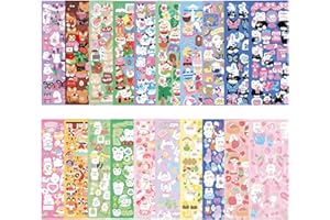 NICENEEDED 20 Sheets Cats and Rabbits Theme Stickers, Korean Kpop Deco Stickers for Photocard, Self Adhesive Colorful Sticker