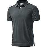 Cotrasen Mens Polo Shirts Short Sleeve Cotton Pique Golf Shirt Button Classic Fit Stretch Performance Casual T-Shirts