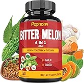 Organic Bitter Melon Extract Capsules - Combined Neem, Fenugreek, Curcumin, Garlic & Papaya - 150 Count for 5 Months - Supports Body, Digestive, Skin, Immune & Overall Wellness