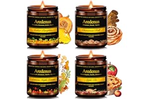 AREDENUA Fall Candles Set | 4 Pack Autumn Scented Candles, Soy Candles for Home Scented, Cozy Seasonal Candle Gifts for Women Men - Fall Scents of Cinnamon Roll/Pumpkin/Autumn Leaves/Apple Pie