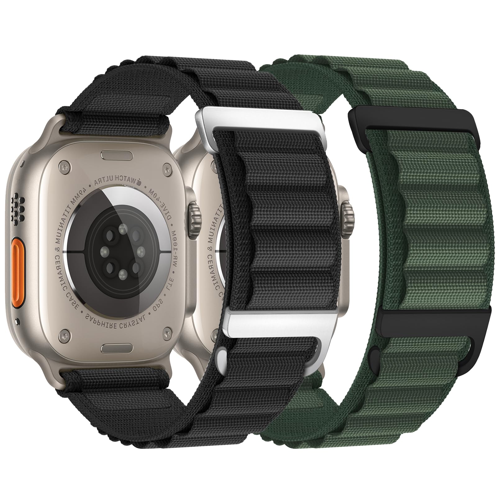 Ctswx Alpine Loop Compatible with Apple Watch 3 Band 49mm 46mm 45mm 44mm 42mm 41mm 40mm 38mm Men Women, Nylon Sport Loop for Apple Watch Ultra 2/1 Band iWatch Series 11 10 9 8 7 6 5 4 3 2 1 SE Black/Dark Green