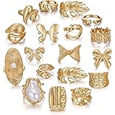ZOVOLI 31 Pcs Chunky Gold Rings Fashion Stackable Rings for Women Statement Womens Rings Set Knuckle Band Ring Jewelry Gifts