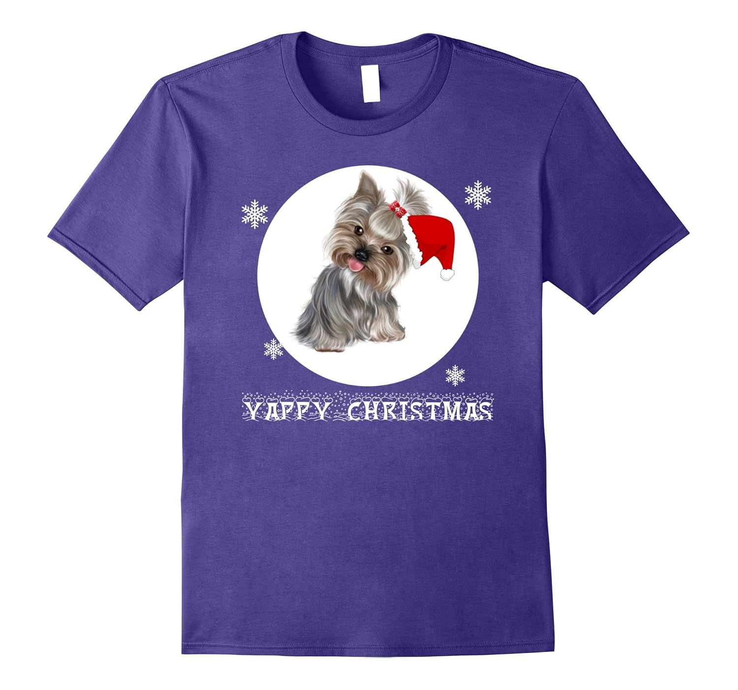 Cute Yorkshire Terrier Yappy Christmas T Shirt for Women Men-Rose