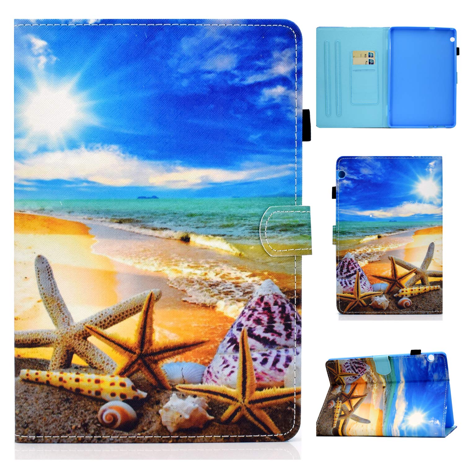 Aswant Huawei Mediapad T5 10 Case PU Leather Tablet Protector Wallet Flip Cover Magnetic Buckle Card Slot Tablet Case with Pen Holder For Huawei Mediapad T5 10.1 Inch - Sunny Beach