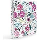 Eyrozill Floral 3 Ring Binder 1 Inch, Decorative Recipe Binders, Client Records with Clear Interior Pockets for Letter-Size(11" x 8.5") Paper, PVC Cover (Colorful)