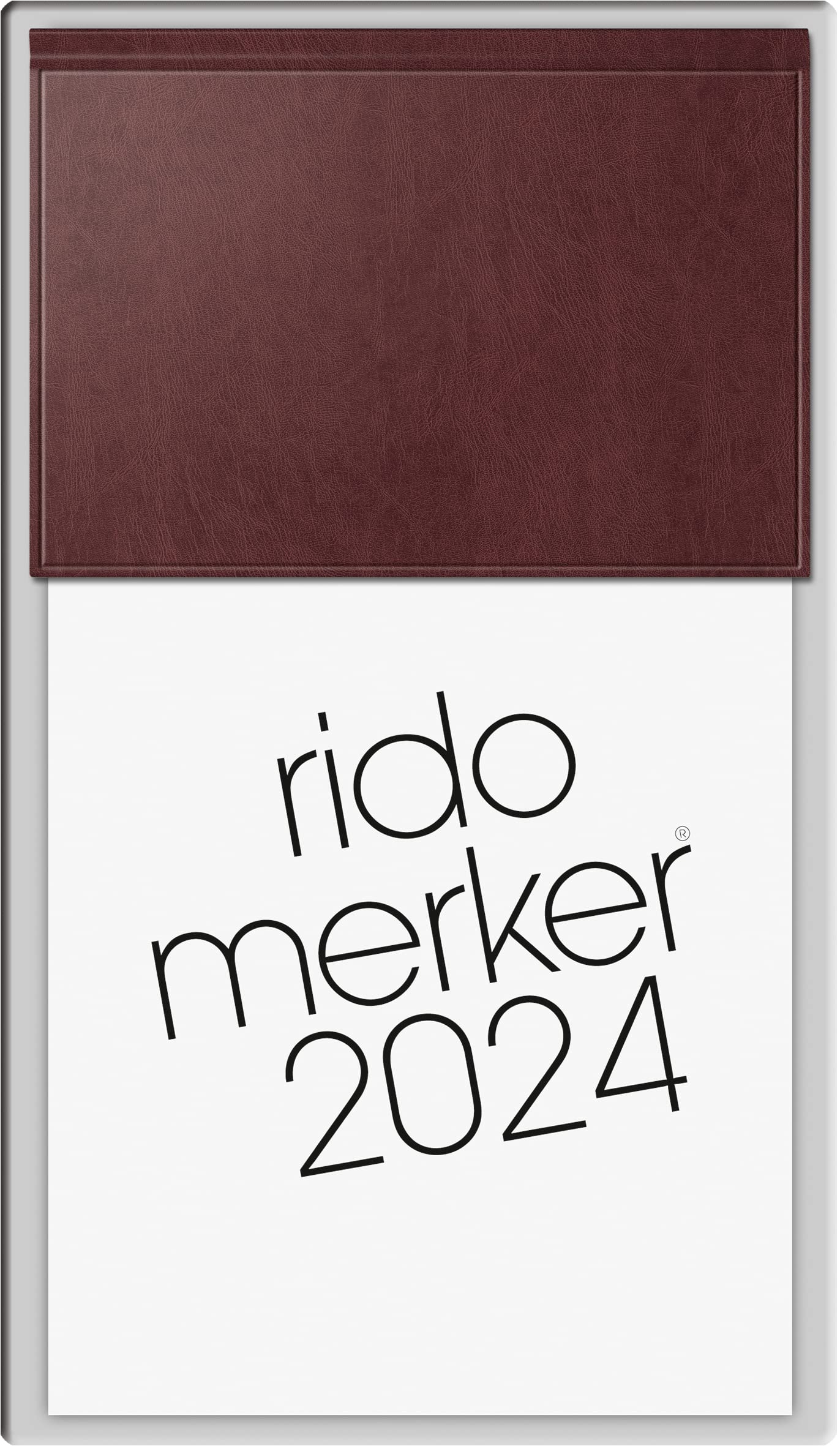rido/idé Daily calendar model Merker 2024, 1 page = 1 day, sheet size 10.8 x 20.1 cm, dark red