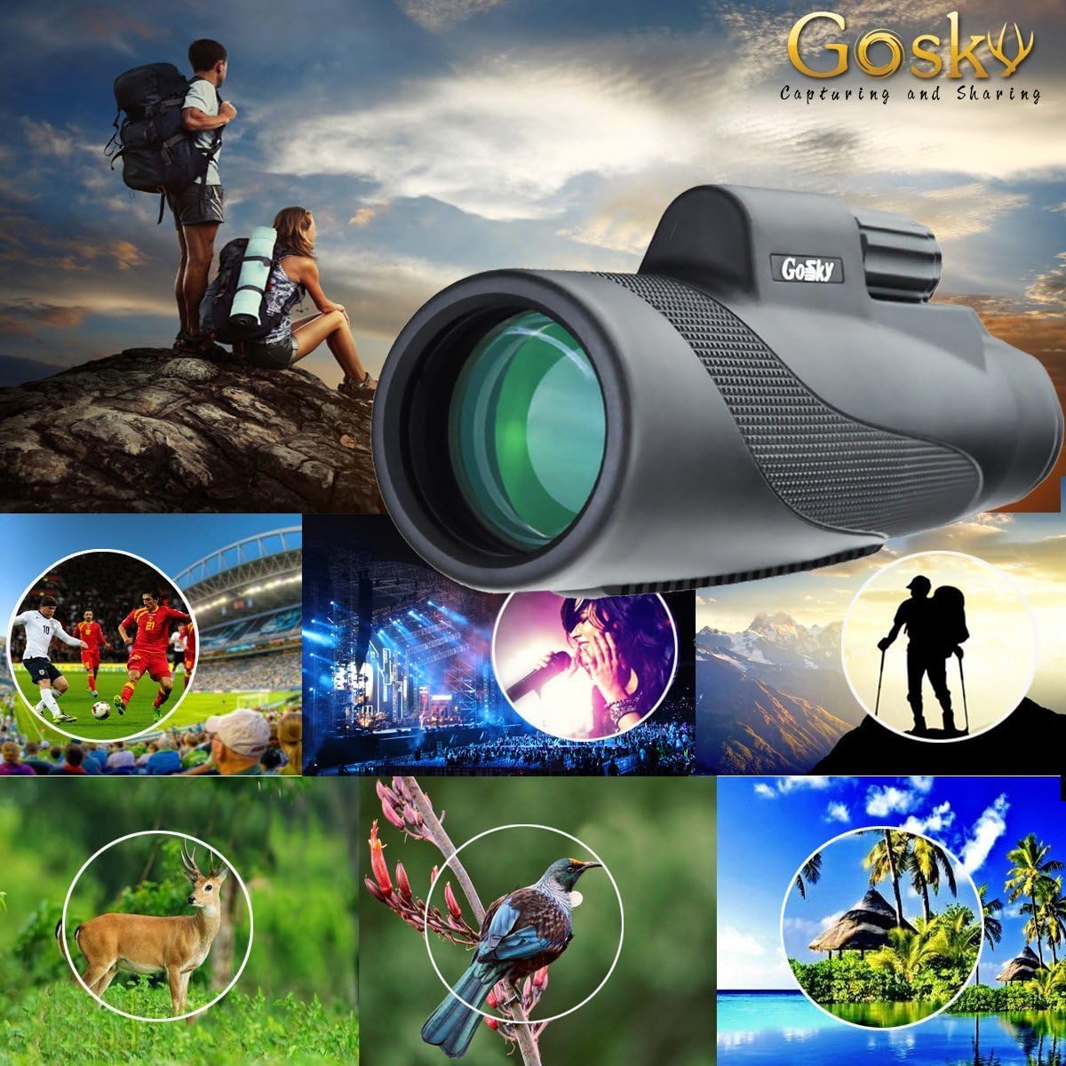 Gosky Titan 12X50 High Power Prism Monocular and Quick Smartphone Holder - Waterproof Fog- Proof Shockproof Scope -BAK4 Prism FMC for Bird Watching Hunting Camping Travelling Wildlife Secenery : Camera & Photo