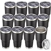Cool Yoleb 30 oz Tumbler with Lid Stainless Steel Tumblers Bulk Vacuum Insulated Cup Reusable Powder Coated Travel Mug Double Wall Leak Proof Cups Keep Cold Drinks for 12 Hours Black, Set of 12
