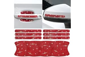 Gengki 10PCS Car Door Handle Bling Rhinestones Stickers Universal Auto Door Handle Safety Reflective Strips