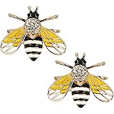 2Pcs Honey Crystal Bee Brooches Pin Accessories for Women - Gold Tone Insect Themed Animal Fashion Broach - Great for Mother, Wife, Sisters, Friends - Lapel, Hair, Daily Wear, Dating