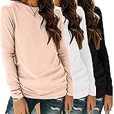 Zeagoo 3 Pack Long Sleeve Shirts for Women Casual Soft Crewneck Basic Tee Tops Fall Outfit Clothes