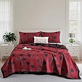 Purefair 100% Cotton Muslin Jacquard 3 Piece Quilt Set Floral Ginkgo Leaf Print, Soft 3 Layers Gauze Bed Cover Reversible Bedspread Coverlet Breathable Lightweight Bedding Set, Queen